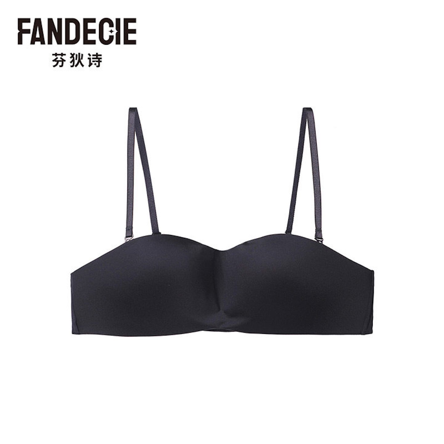 芬狄诗商场同款纯色简约内衣女光面无钢圈可拆卸双肩带抹胸式文胸