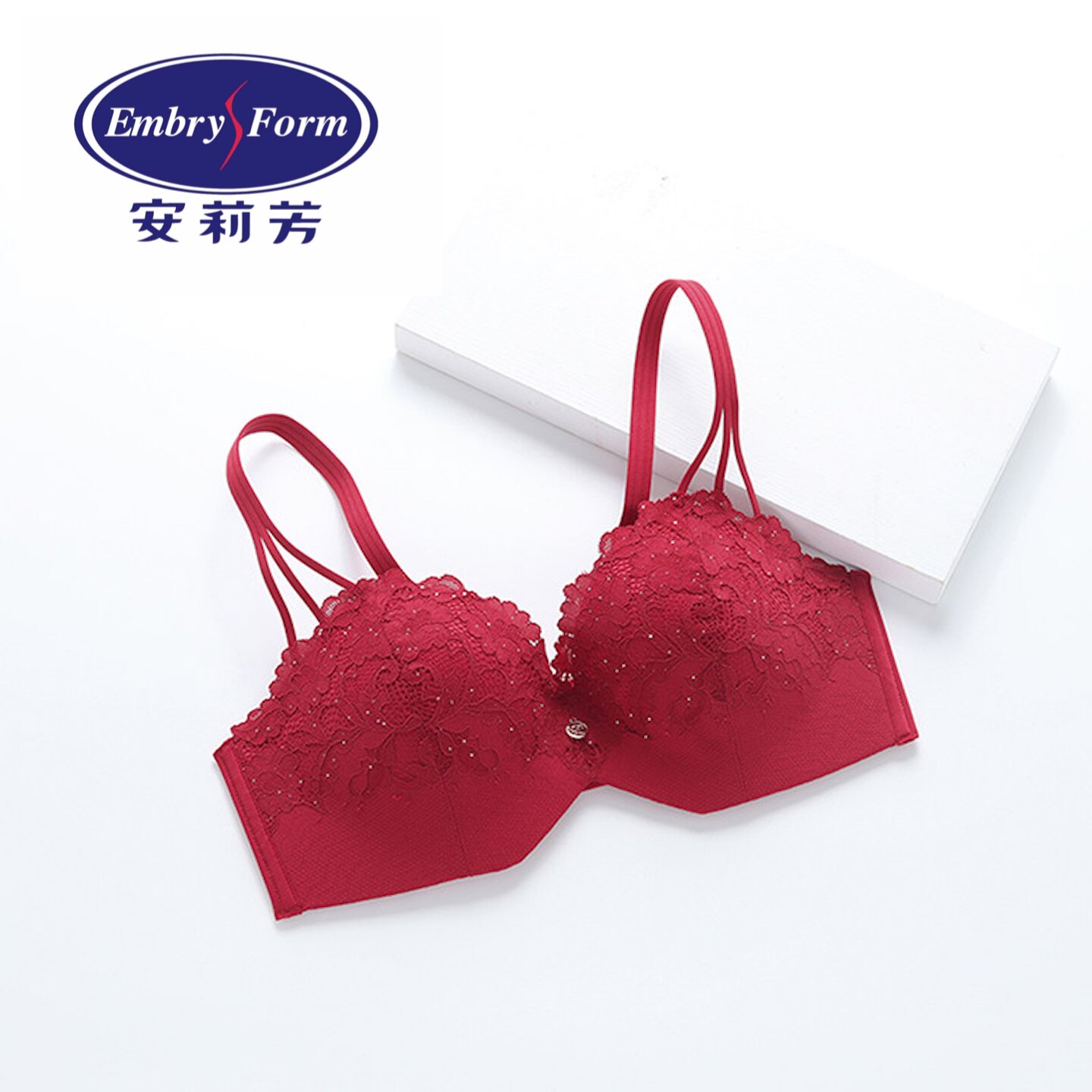 安莉芳新娘亮片蕾丝舒适聚拢女士内衣本命年大红色无钢圈文胸套装