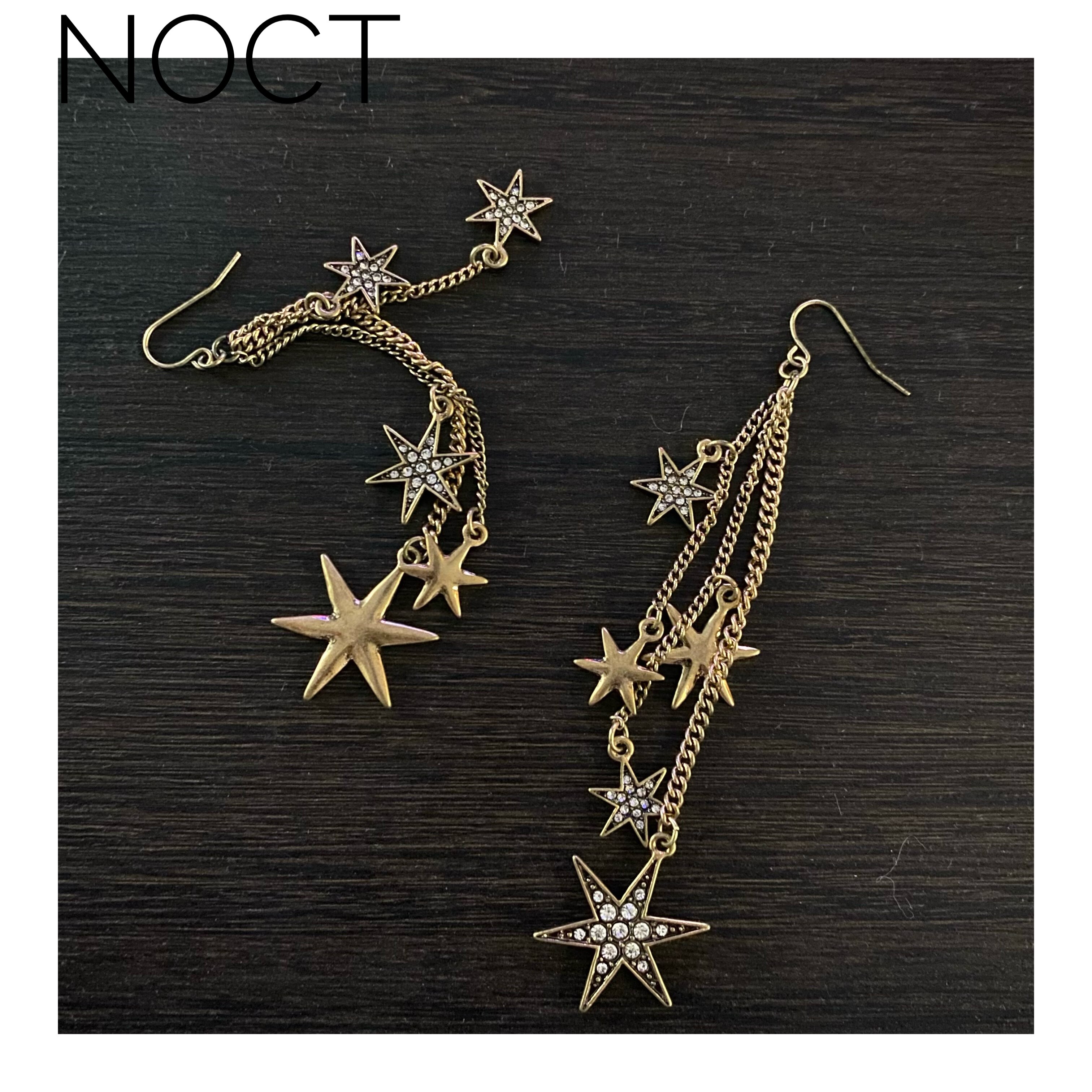 noct夜光虫做旧古铜色轻奢风星星流速钻石吊坠耳环耳坠无耳洞耳夹