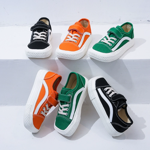 Низкие детские тканевые туфли для мальчиков на липучке, кроссовки, 2023, новая коллекция, мягкая подошва, в корейском стиле