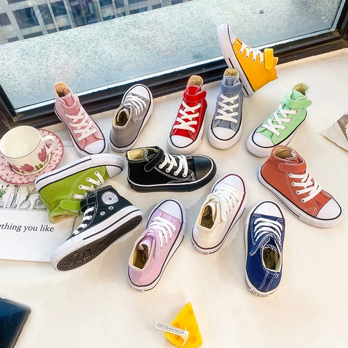 Детские тканевые высокие туфли, кроссовки на липучке для мальчиков, универсальная белая обувь