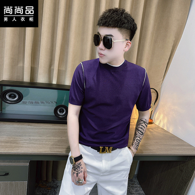 夏季薄款男士圆领冰丝短袖t恤