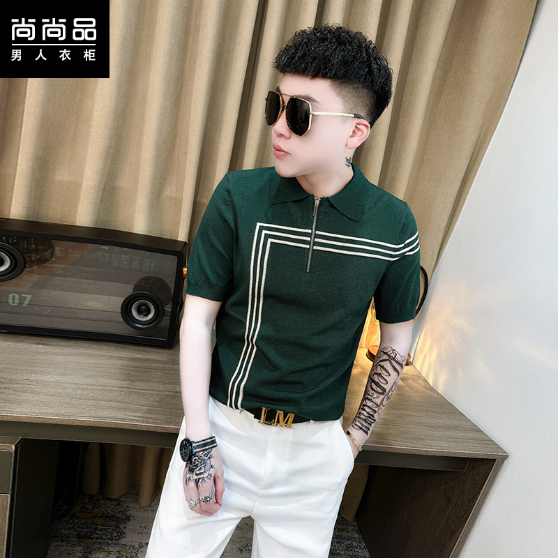 半拉链针织男士高级感薄款polo衫