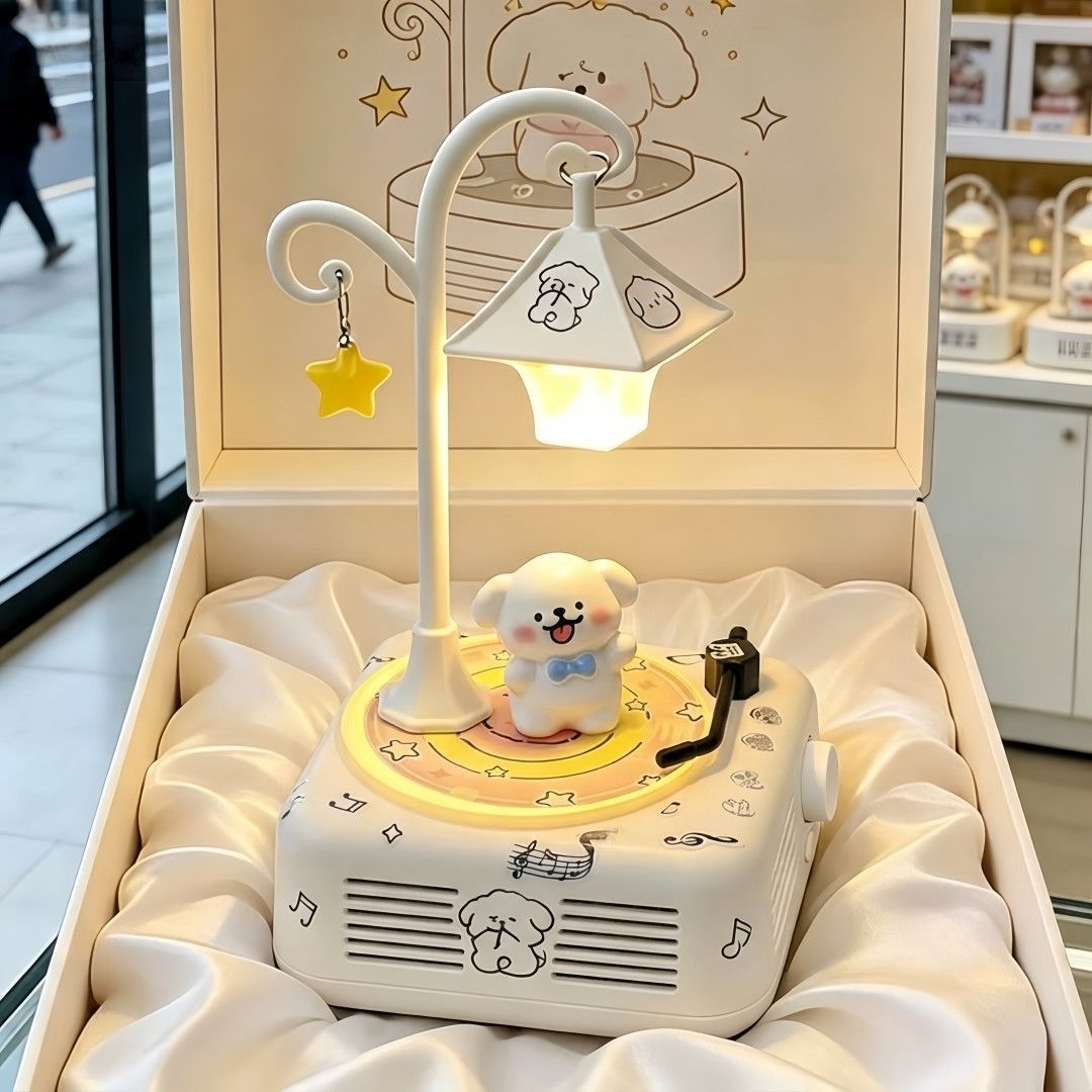 线条小狗唱片机蓝牙音箱新款麦克风话筒音响K歌生日礼物女生闺蜜