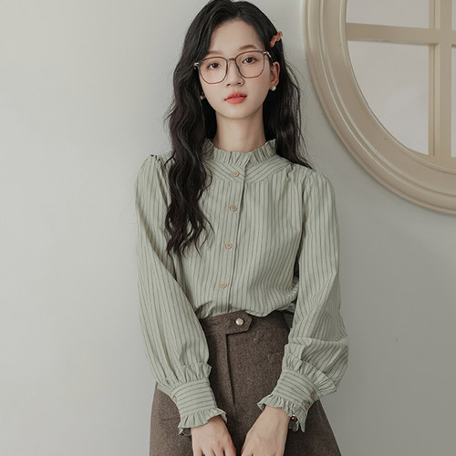 竖条纹衬衫女轻奢高级感上衣
