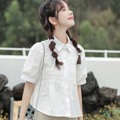 白色衬衫女设计感小众娃娃领上衣