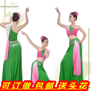 新款傣族女子群舞舞台舞蹈演出服饰版纳印象孔雀舞民族舞表演服装