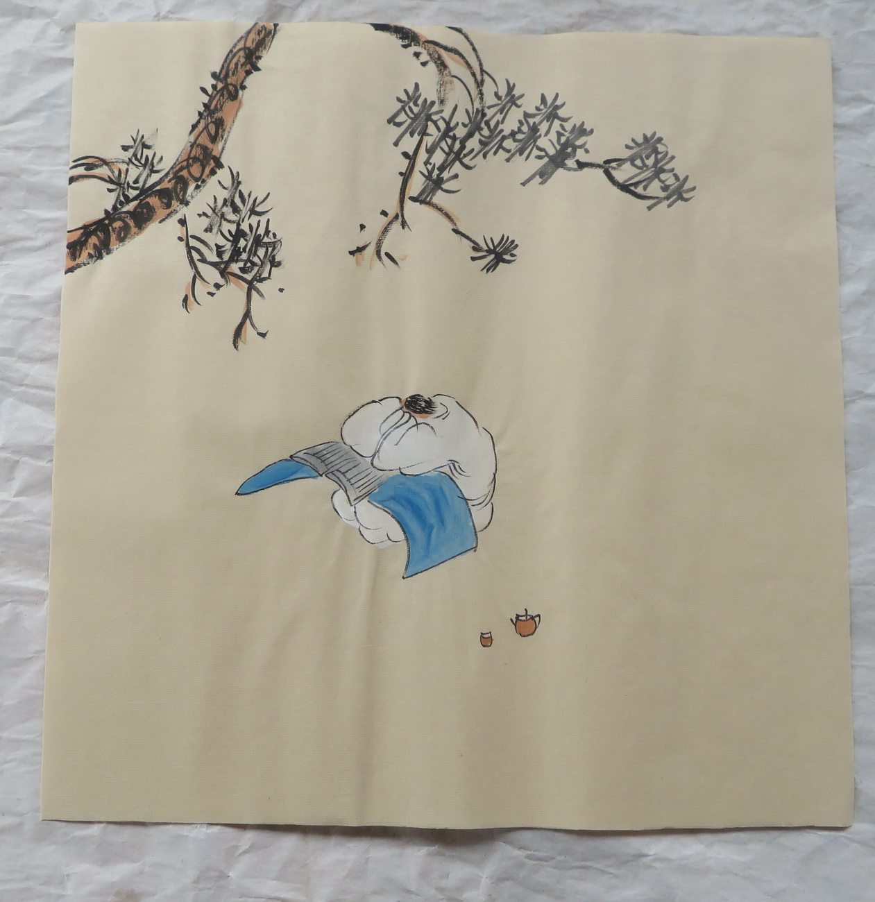 特价禅意人物手绘小品背景墙水墨国画客厅玄关装饰挂画he10229051