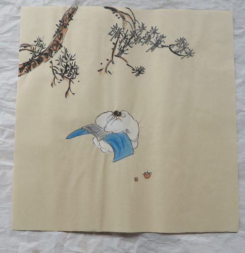 特价禅意人物手绘小品背景墙水墨国画客厅玄关装饰挂画HE10229051