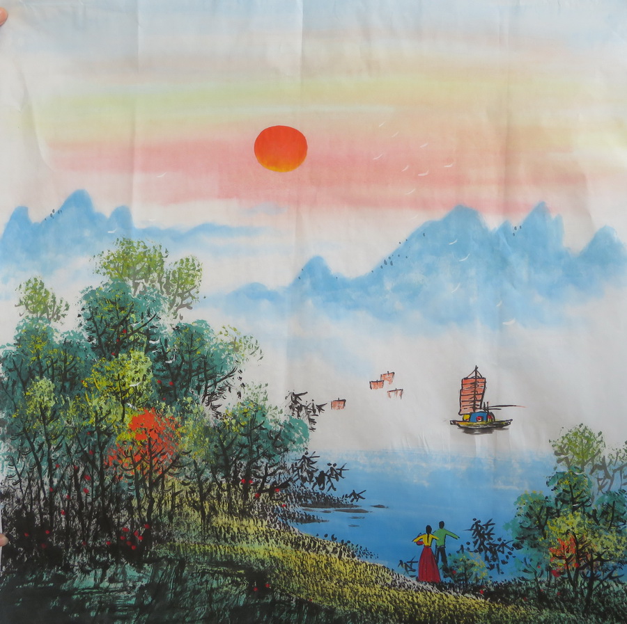 水墨国画山水鸿运当头客厅字画装饰挂画四尺斗方手绘特HG2030841