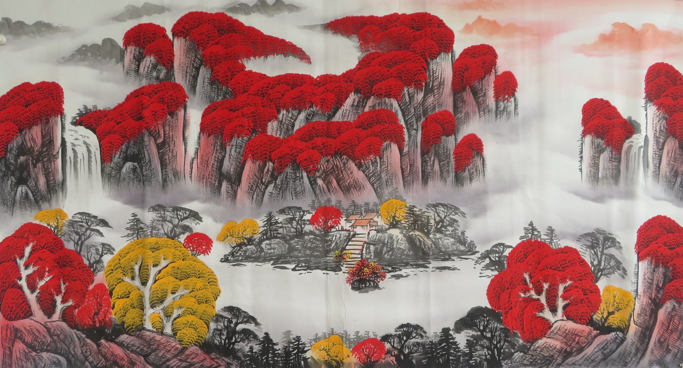 手绘山水画国画秋景客厅无款装饰字画特价六尺鸿运当头hl2121912