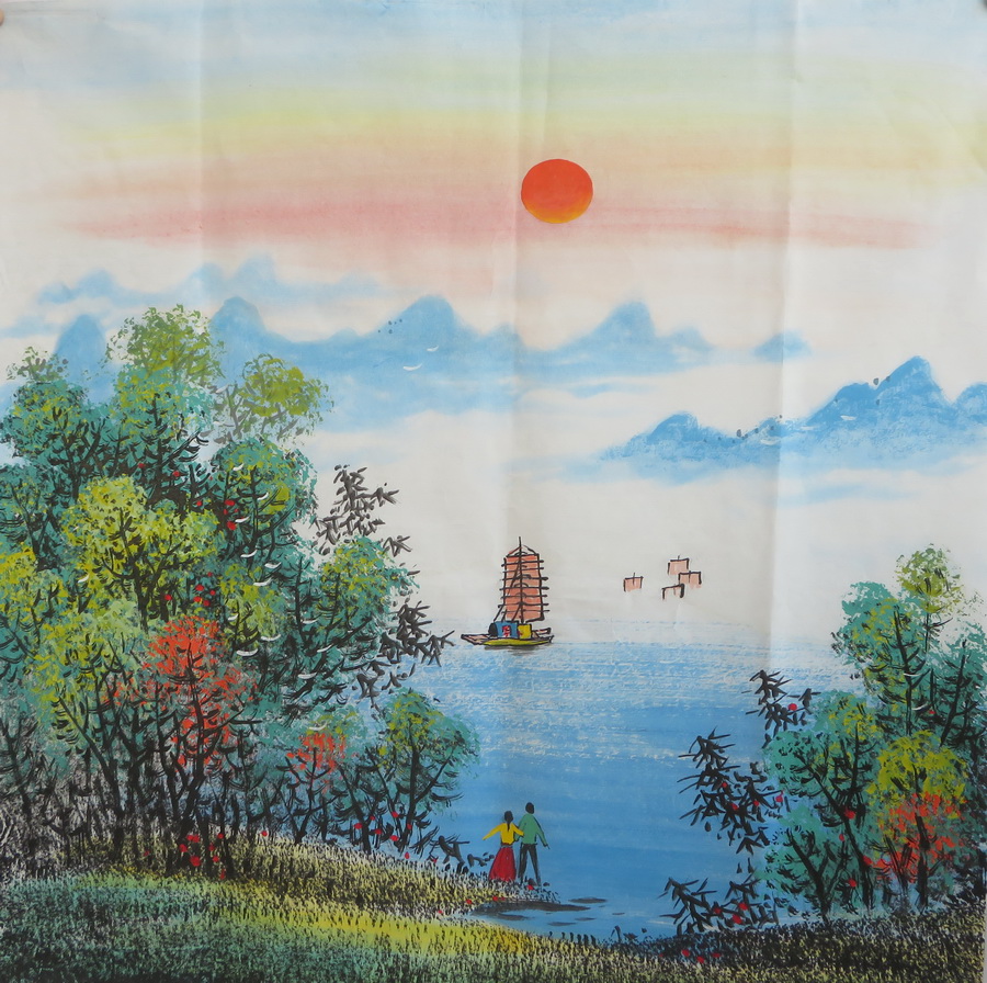 水墨国画山水鸿运当头客厅字画装饰挂画四尺斗方手绘特HG2030833