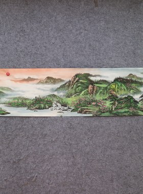 手绘山水画国画春景图富春山居图四尺对开特价客厅装饰画HG572405