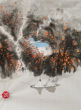 手绘禅意人物山水画国画小品斗方字画客厅装饰挂画特价HB57920