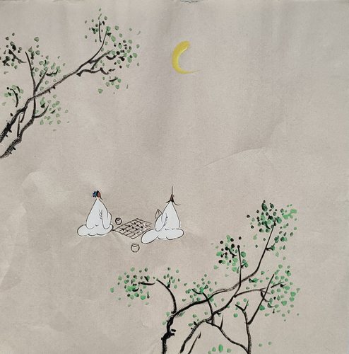 特价禅意人物手绘小品背景墙水墨国画客厅玄关装饰挂画HE10229053