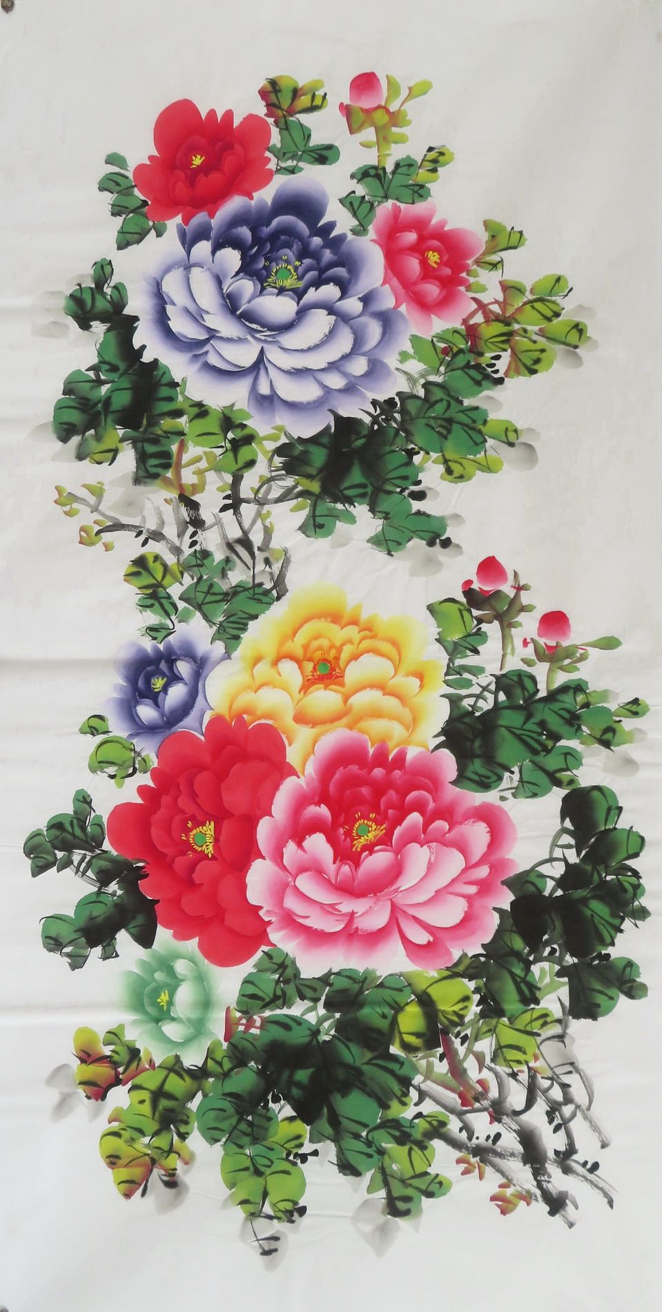 宝墨轩手工国画花鸟牡丹花挂画客厅玄关装饰画四尺中式特价e38-3
