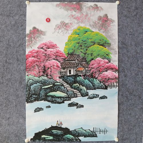 特价手绘春景国画山水画富春山居