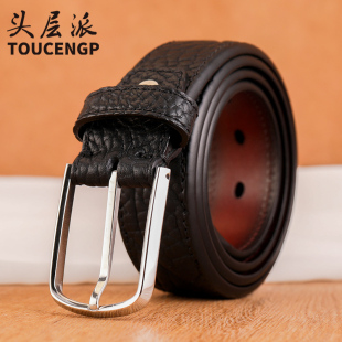 加厚皮带男真皮针扣头层牛皮腰带休闲牛仔不锈钢裤 带手工厚实新款