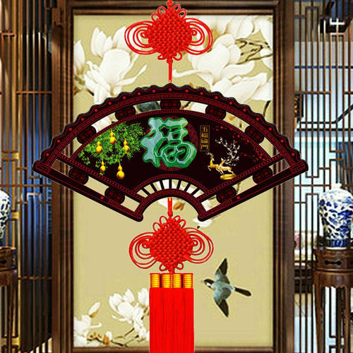 中国结福字挂件桃木大号