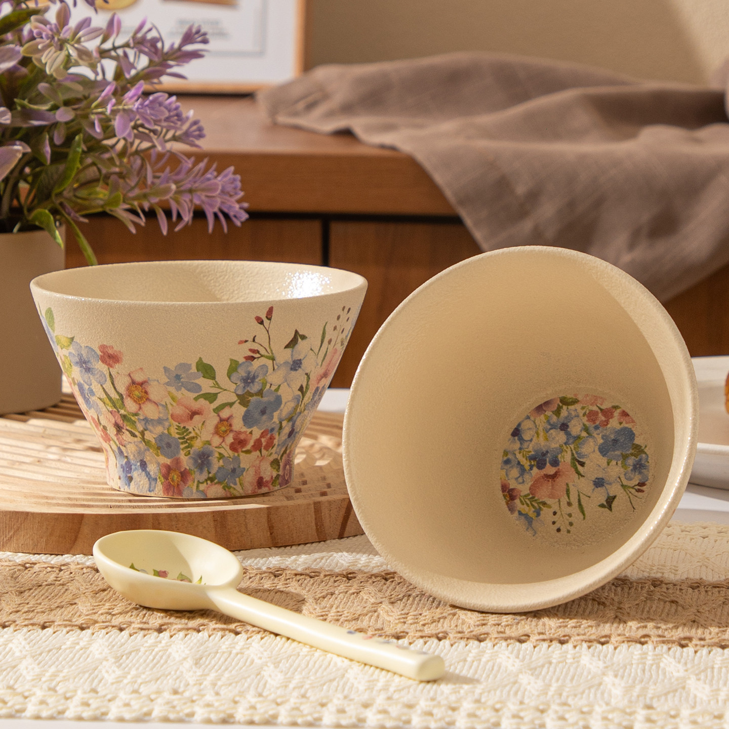 陶瓷田园风米饭碗家用汤碗酸奶碗高档餐厅斗笠碗高级感餐盘意境碗,餐饮具,碗,淘宝优惠券,粉丝福利购,淘宝优惠卷