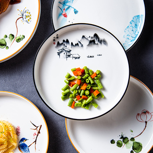中式风陶瓷意境凉菜盘子商用酒店圆盘餐具饭店专用碟子平盘冷菜盘