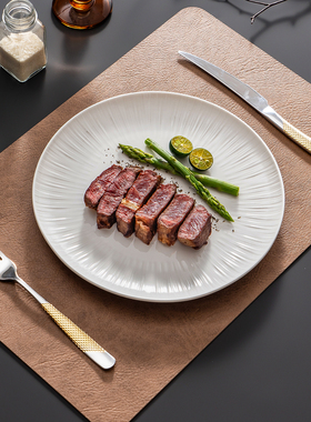 酒店餐具圆形平盘甜品盘轻奢西餐盘托盘高级感牛排餐盘带刀叉餐垫