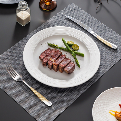 陶瓷餐具日式石纹西餐盘子牛排餐盘情侣套装带餐垫刀叉西餐厅商用