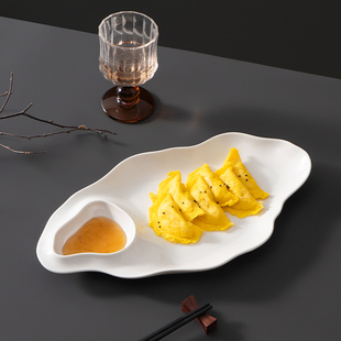饺子盘白灼虾盘有格带醋碟子农家乐酒店餐厅饭店专用家用薯条饺盘