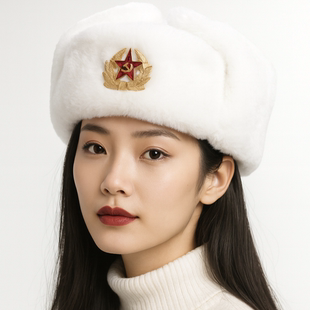 苏联帽冬季帽俄罗斯保尔柯察金男女士徽章帽子遮耳雷锋帽东北棉帽