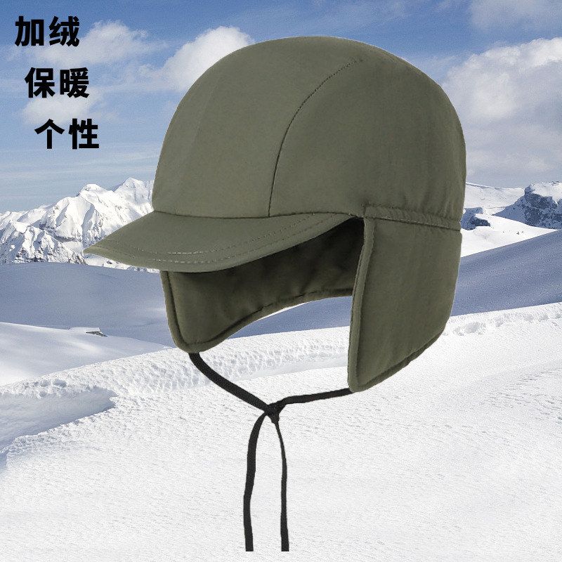 跨境新款小纵加绒棒球帽速干五页秋冬户外运动滑雪护耳保暖鸭舌帽
