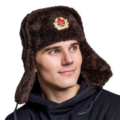 新款苏联徽章雷锋帽户外防寒加厚俄罗斯帽冬季保暖护耳帽Ushanka