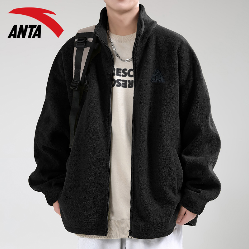 安踏男运动夹克加绒保暖上衣男