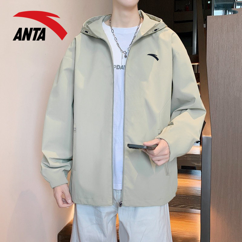 安踏外套男士2026春季新款连帽开衫上衣户外防泼水休闲运动风衣男