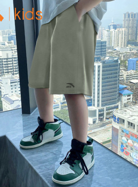 安踏绿色男童速干五分裤夏季凉感短裤薄款洋气中大童男孩休闲中裤