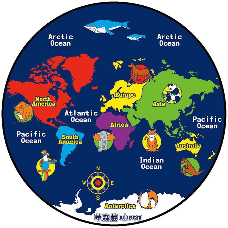 我爱世界地图教学毯图书教室防滑地垫爬行垫幼儿园益智认知地毯