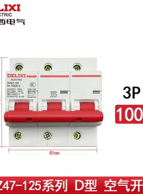 德力西断路器 DZ47-125 三相开关100A 大功率 3P 125A 断路器 80A