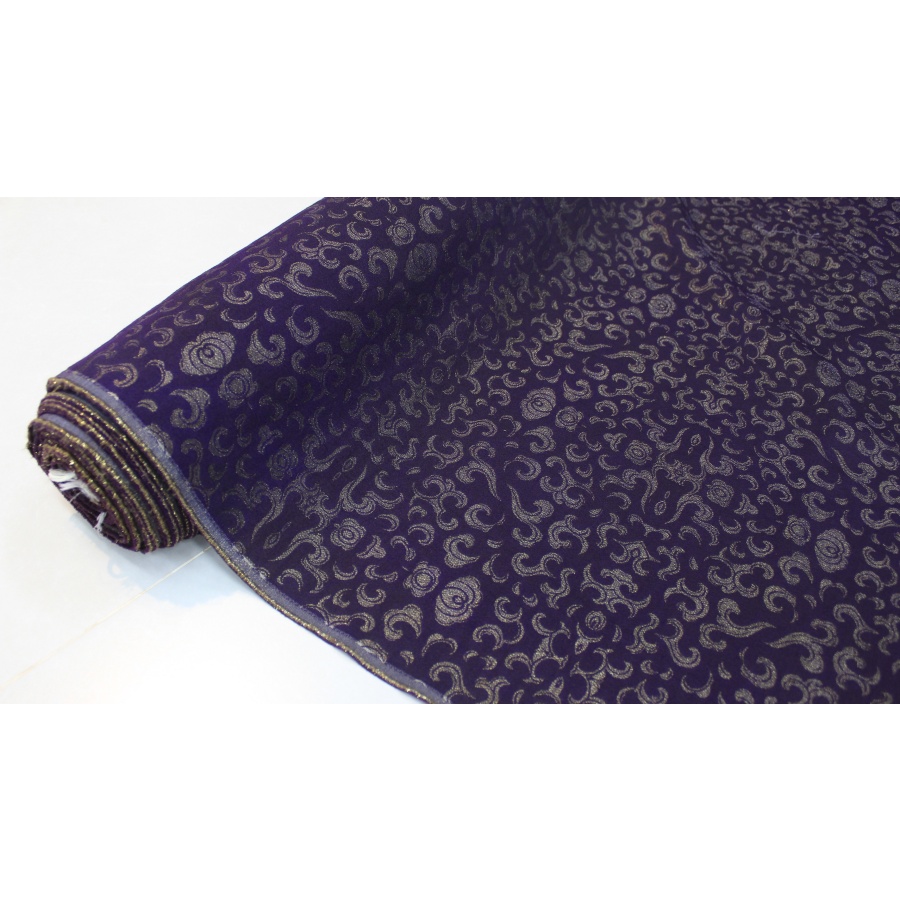 金线绣云纹 顺德香云纱织金丝毛缎提花60姆米新中式面料丝绸布料