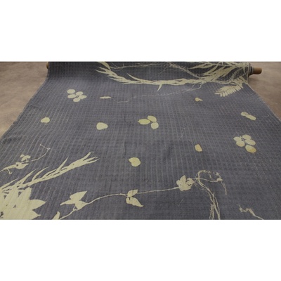 纯手工100%柞蚕丝非遗纯手工草本植物染叶拓丝绸面料袍子风衣布料