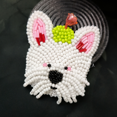 手作胸针女可爱西高地小狗珠绣手作胸针创意单品小众动物