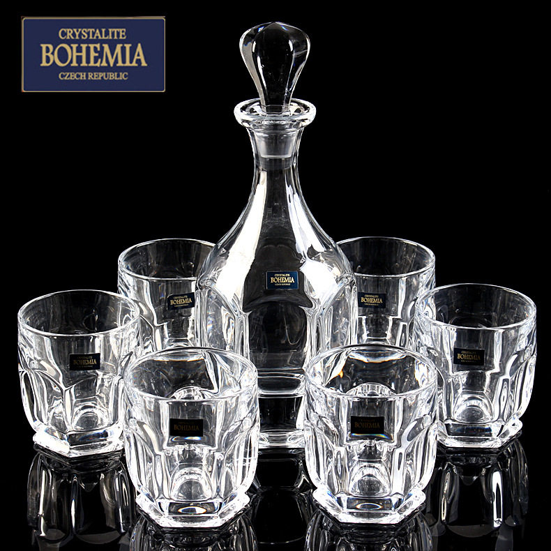 捷克进口波西米亚BOHEMIA水晶高颜值家用威士忌洋酒杯七件套装
