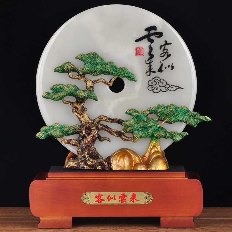 玉石客似云来平安扣摆件家居客厅玄关酒柜博古架装饰品乔迁送礼品