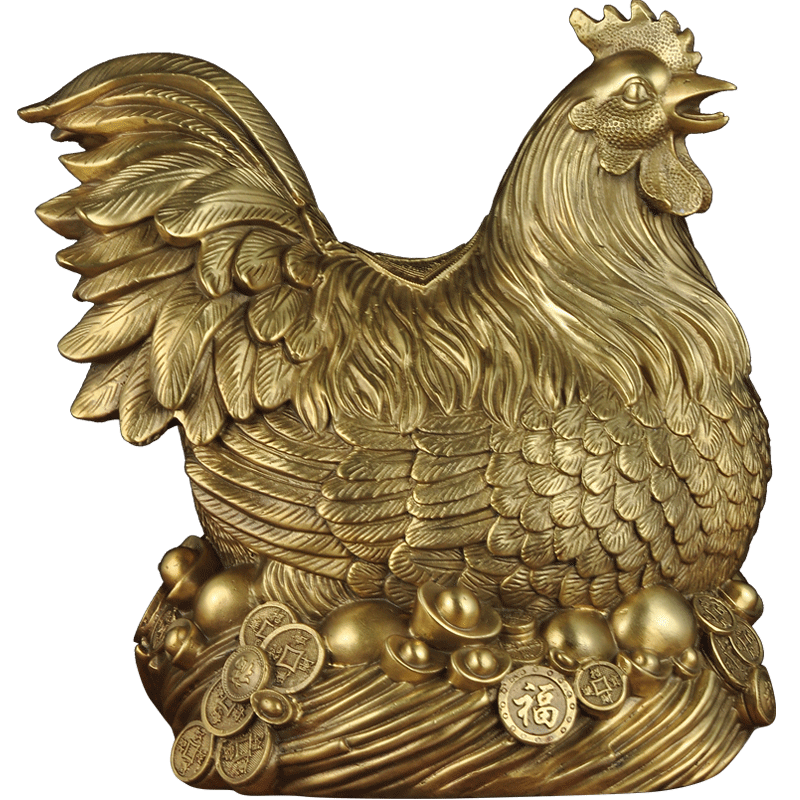 全铜金钱母鸡摆件招财鸡存钱罐金钱鸡工艺品家居客厅玄关装饰品