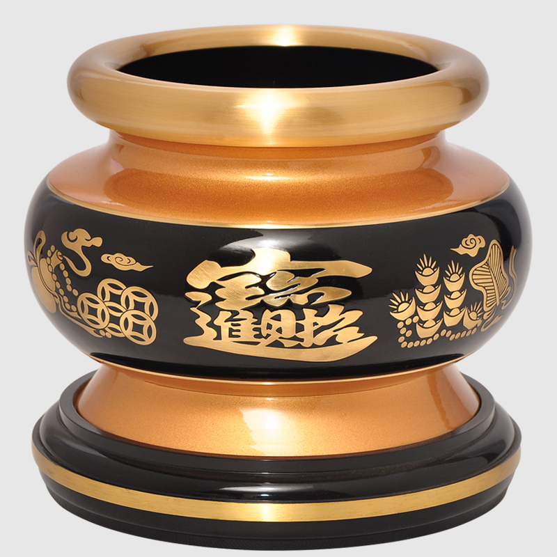 黄铜圆边招财香炉寺庙佛堂供香炉室内香熏心经檀香炉家用佛具用品