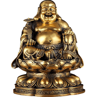 特大号全铜弥勒佛摆件招财坐莲笑佛大肚佛笑口佛供奉客厅家用供奉