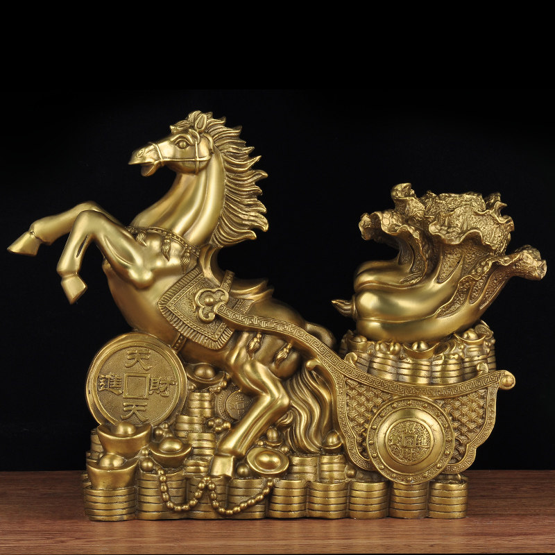 铜马摆件拉白菜招财财源广进工艺品乔迁新居礼物公司店铺开业礼品