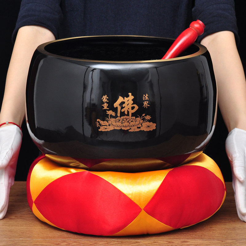 黄铜莲花铜罄颂钵罄特大号家用佛堂法器引磬铜庆铜钵佛音碗佛音钵