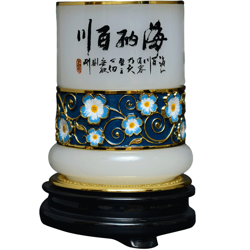 海纳百川琉璃天道酬勤书房装饰品