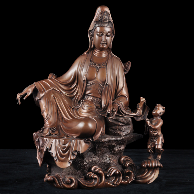 紫铜南海观世音菩萨摆件佛堂