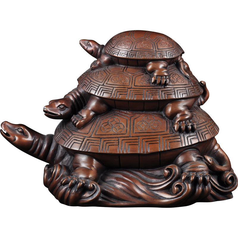紫铜三代摆件乌龟风水工艺品