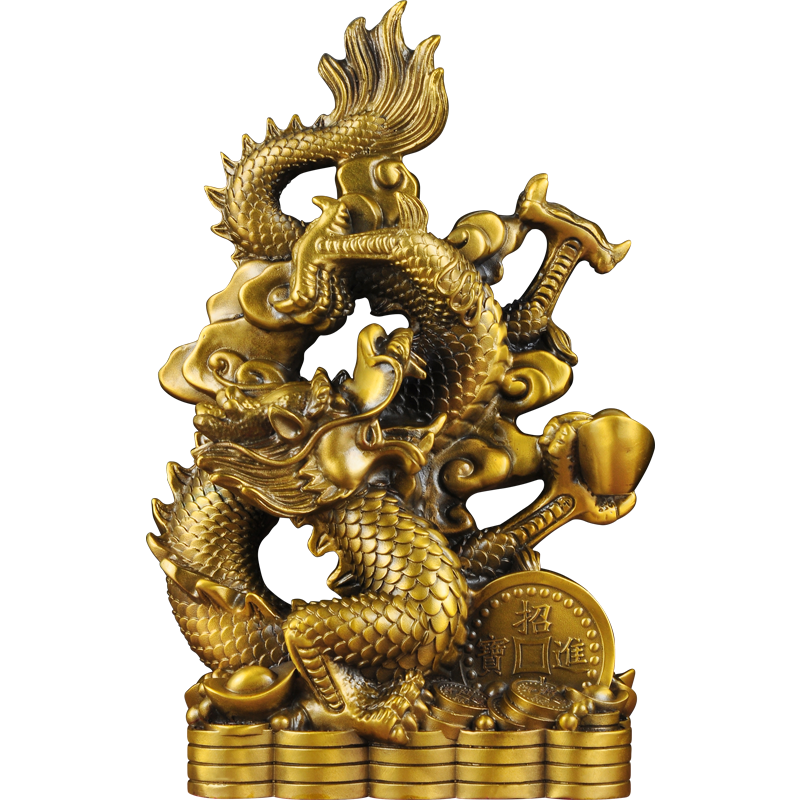 黄铜招财祥龙摆件一对风水龙家居